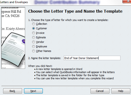 choose letter type and name template