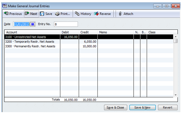 how to move net assets in quickbooks